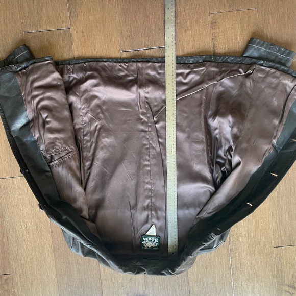 Oversized Vintage 90s Roots Leather Jacket Chocolate Brown - Picture 8 of 13